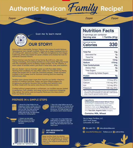 Fresh Flour Tortillas- 12 inch Burrito Size
