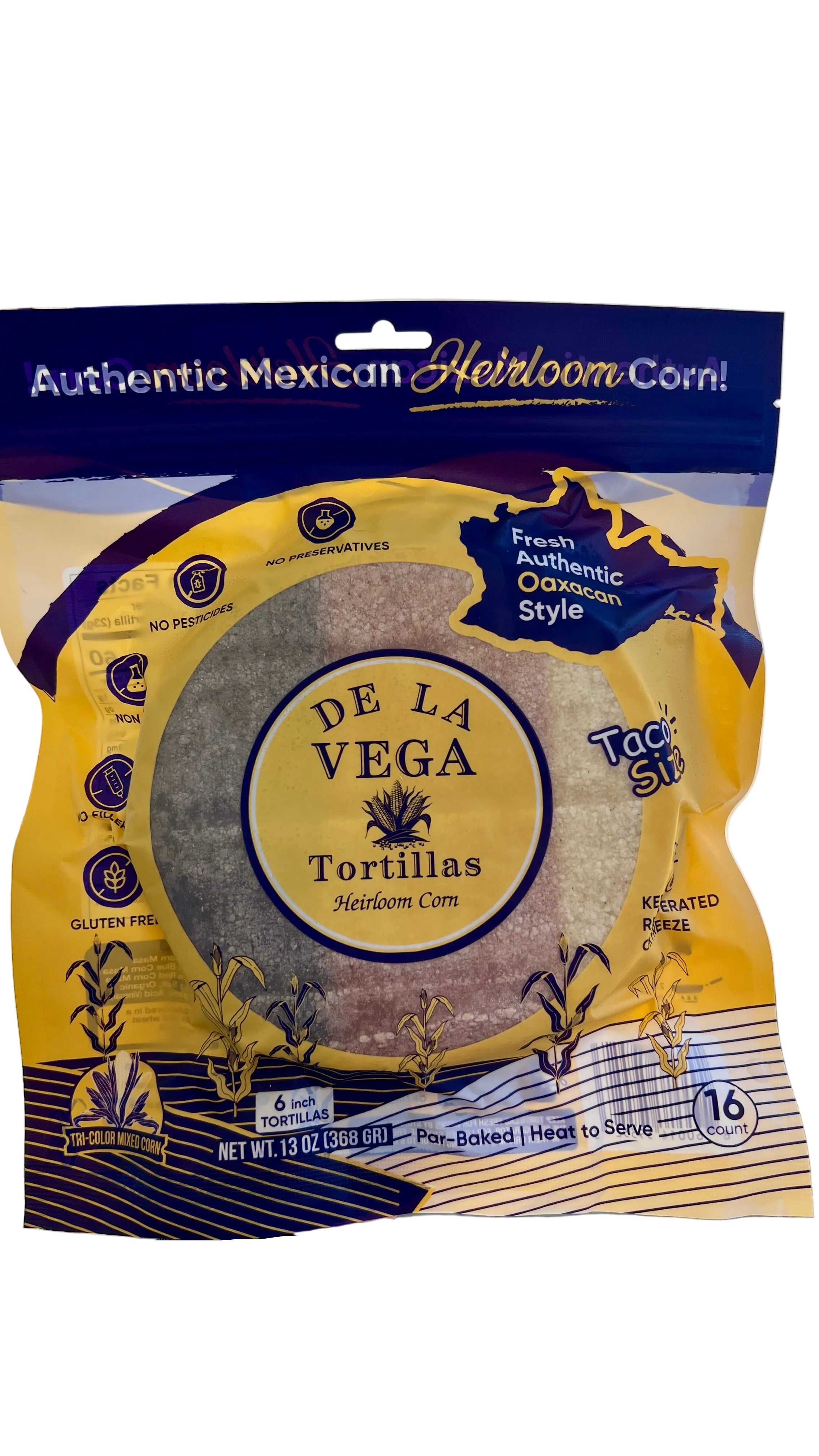 Fresh TRI-COLOR Heirloom Corn Tortillas